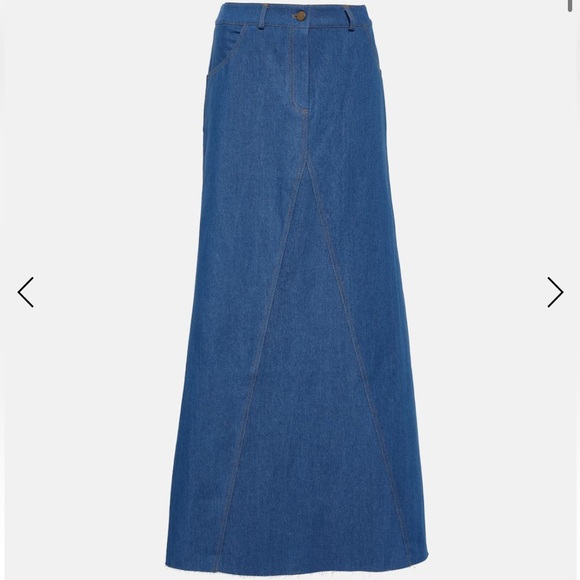 AYA MUSE Pilla low rise denim maxi long jean skirt blue soft raw hem medium - Picture 1 of 10